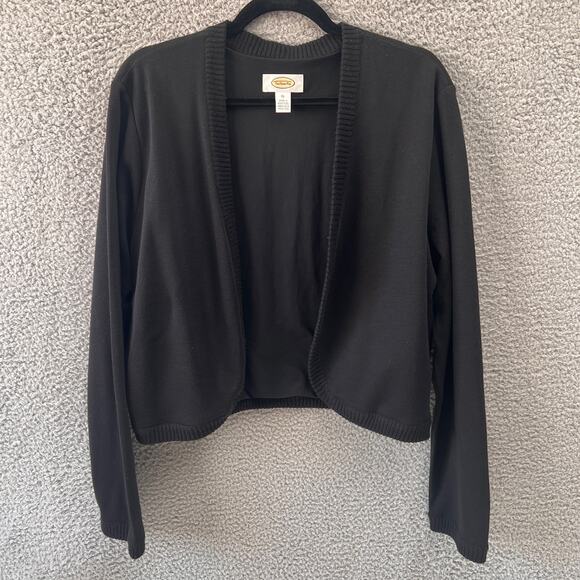 torrid Sweaters - Vtg Talbots Crop Sweater Womens XL Wool Blend Black Open Front long sleeve